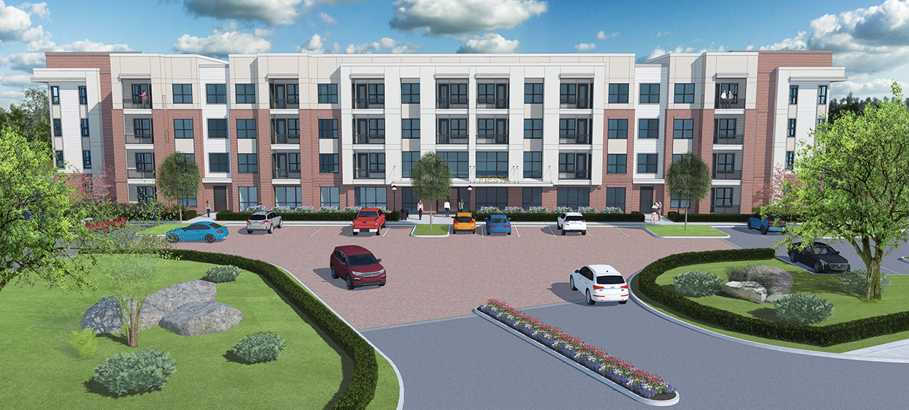 Exterior rendering of The Savoy Apartment Homes by Koontz
